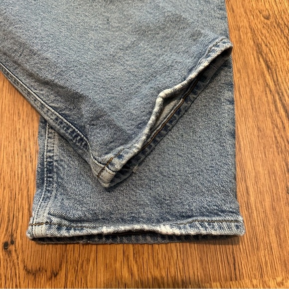Agolde Blue Distressed Wilder Denim Organic Cotton Blend Straight Jeans Size 29 - Picture 7 of 13